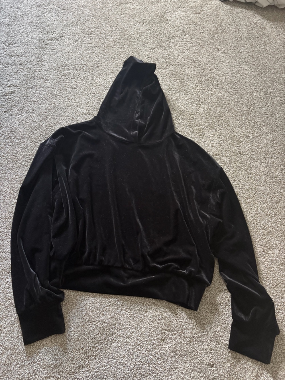 Express Black Velvet Hoodie - Luxe Pullover
